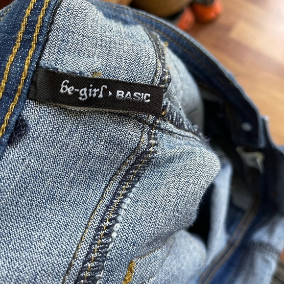 Be-Girl Basic Medium Idigo Distressed Denim Long Overalls Size: 2XL - Picture 9 of 14